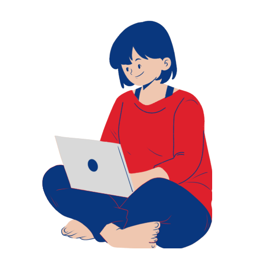 girl smiling at her laptop