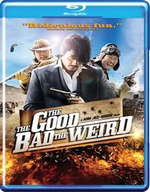 Movie Poster of Good Bad and the Weird with three men holding a gun