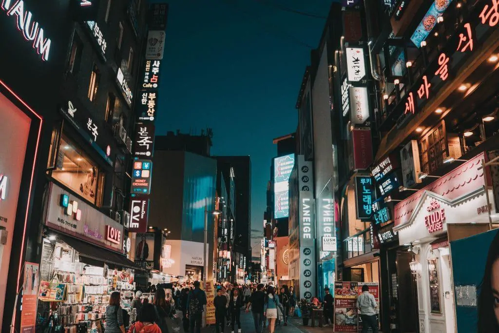 Downtown street in Seoul, South Korea