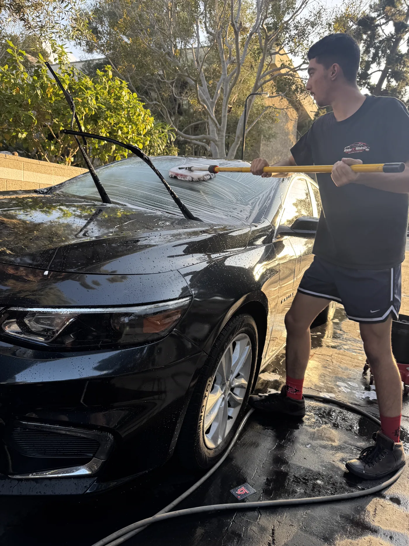 Professional hand wash of a vehicle exterior