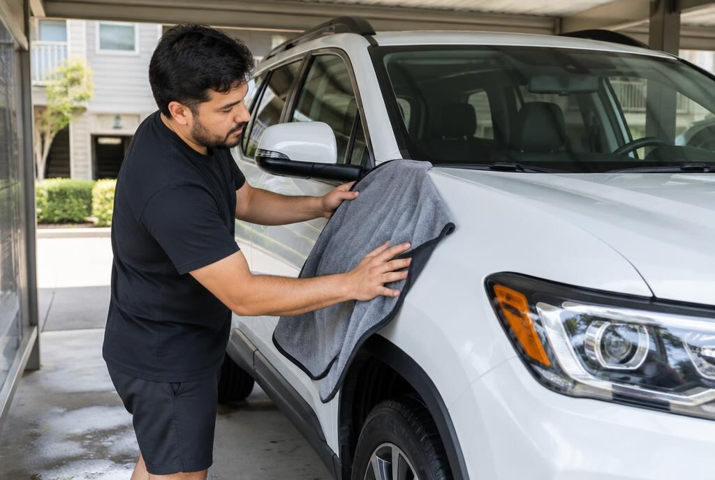 Technician detailing a car in Pacific Beach