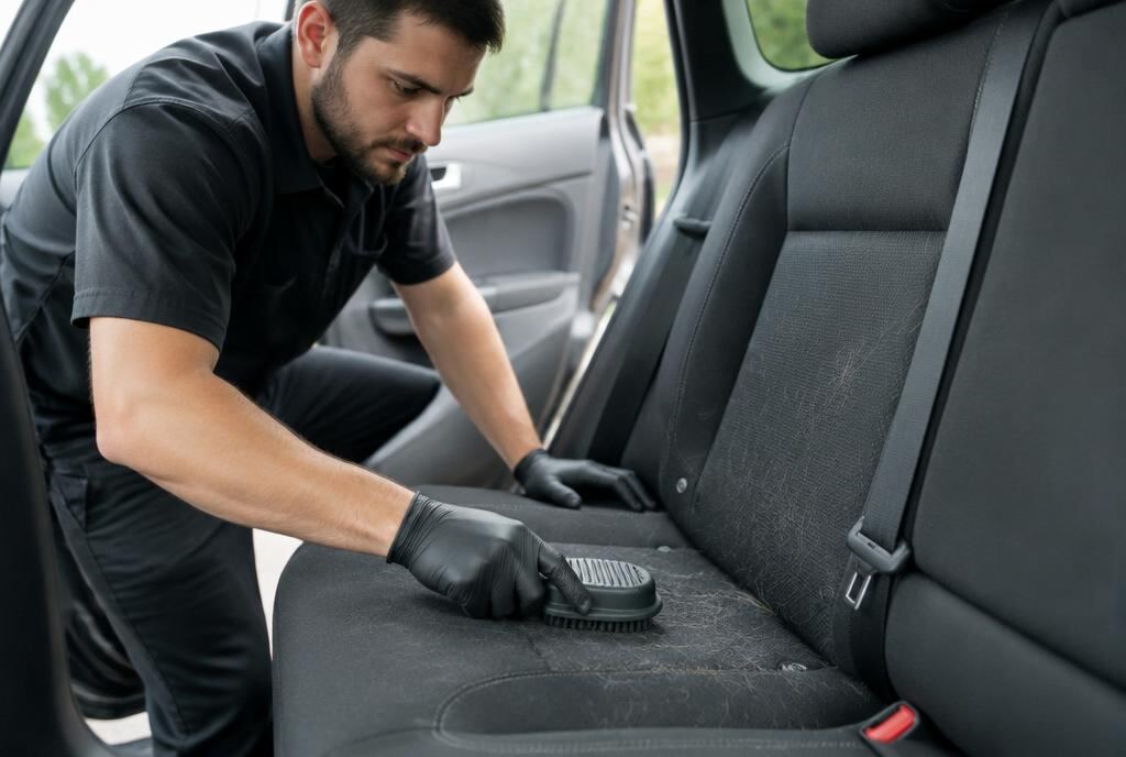 Technician detailing a car in Ocean Beach