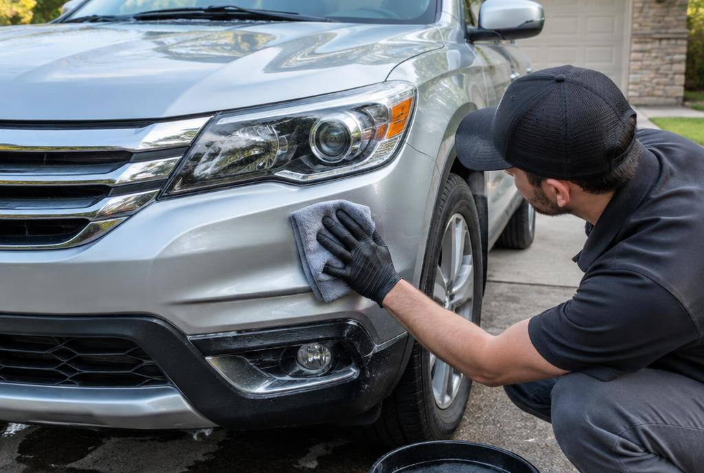 Technician detailing a car in Grossmont