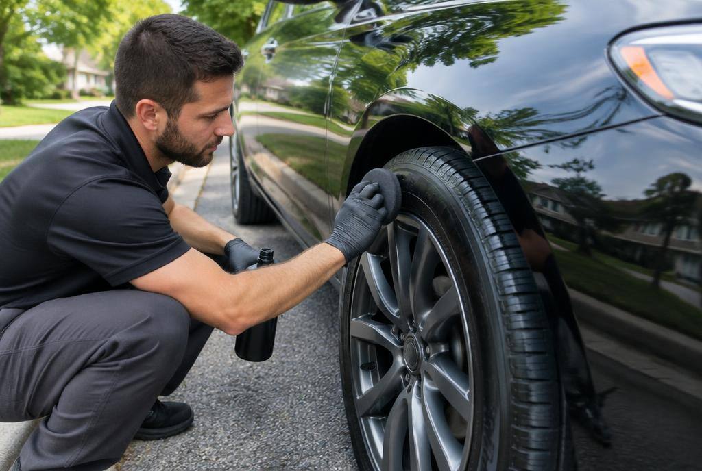Technician detailing a car in Lemon Grove