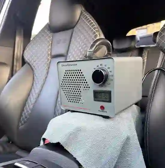 Ozone treatment inside a vehicle cabin