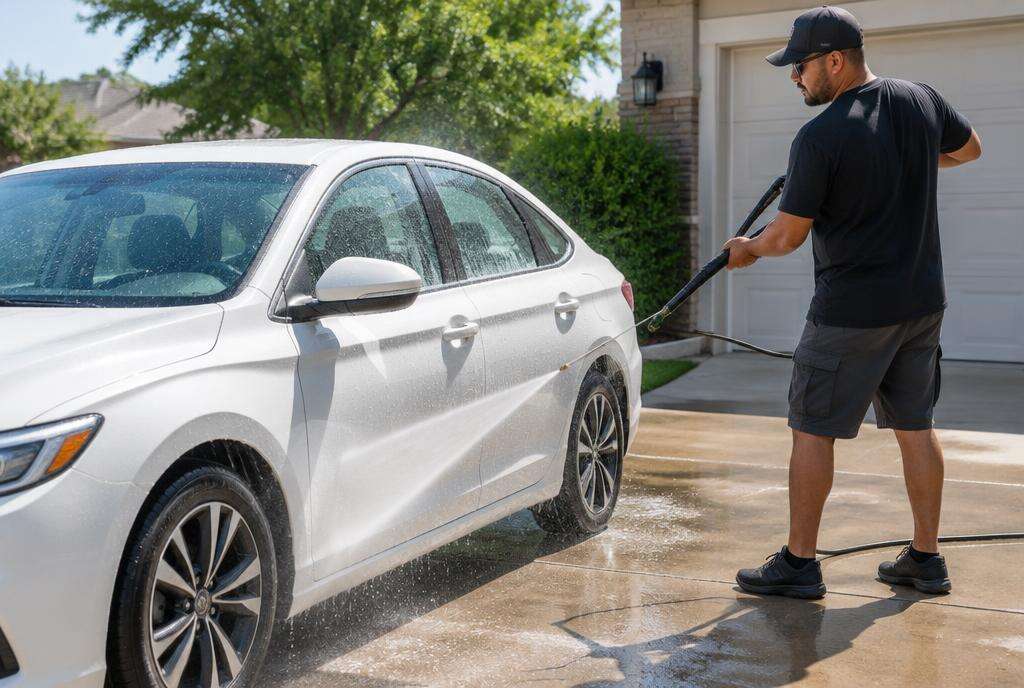 Technician detailing a car in Spring Valley