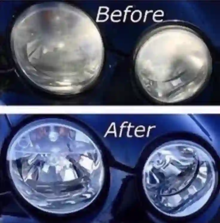 Yellowed headlight lens before restoration